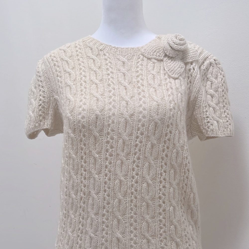 Cream Knit short sleeve sweater